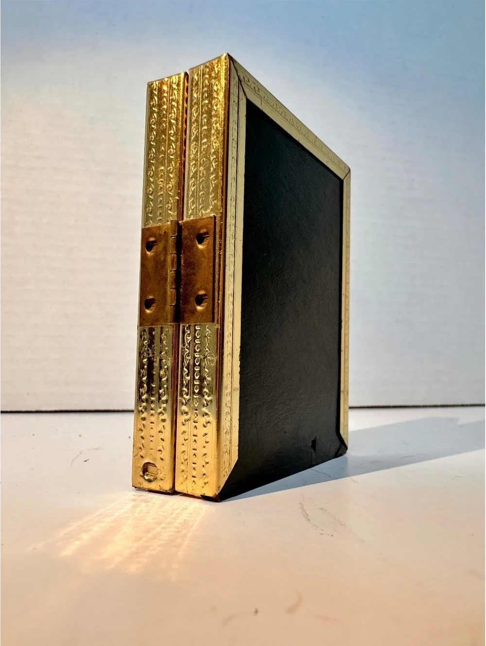 Vintage Gold-Tone Metal Bifold Hinged Photo Frame Small